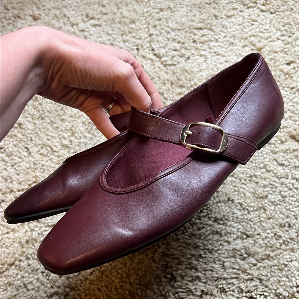 Wine Mary Jane Leather Flats by Old Navy - Picture 3 of 3